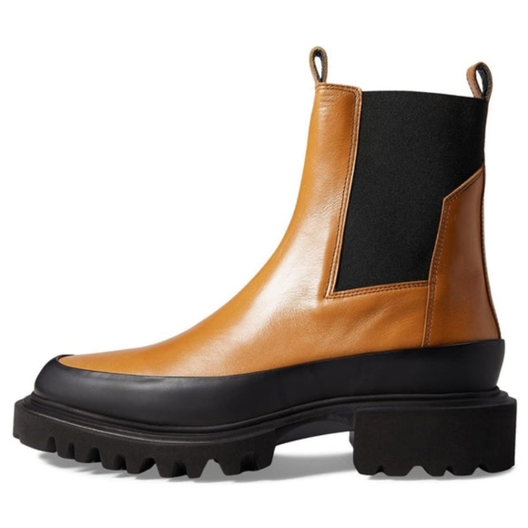 NWOB ALL SAINTS Harlee Tan Leather Chunky Chelsea Boots EU 40 US 10 Org $325 - Picture 2 of 13